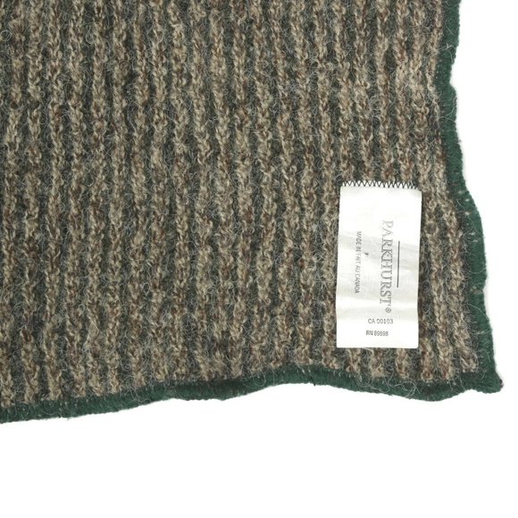 PARKHURST CANADA Autumn Green Beige Striped Neck Scarf Scarve 67" x 8 1/2" /9614 - Picture 2 of 3